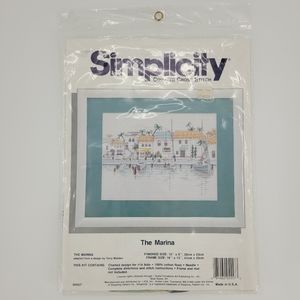 JCA Simplicity Counted Cross Stitch THE MARINA Boats Dock Palm Trees #05557 NEW